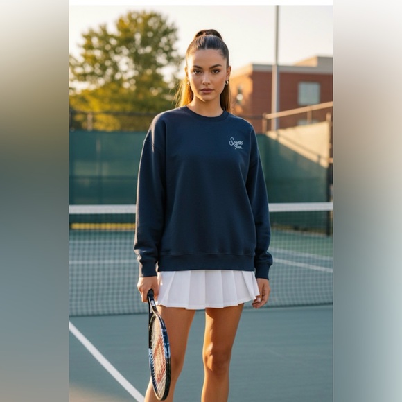 Old Navy Tops - Old Navy Women’s Oversized "Sports Fan" Embroidered Crewneck - Navy - Size Small